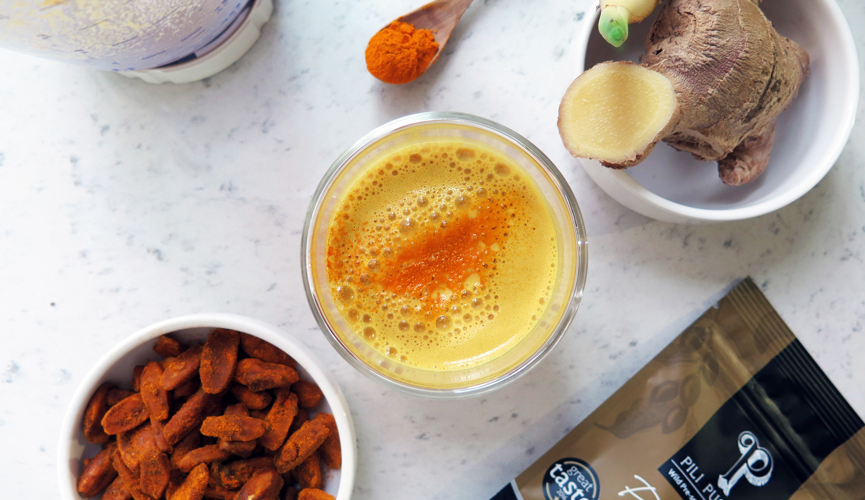 Ginger and Turmeric Latte with pili nut